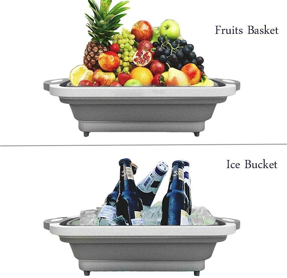 Foldable Chopping Board, Dish Rack, Washing Bowl & Draining Basket, 3in1 Multi-Function - Image 5