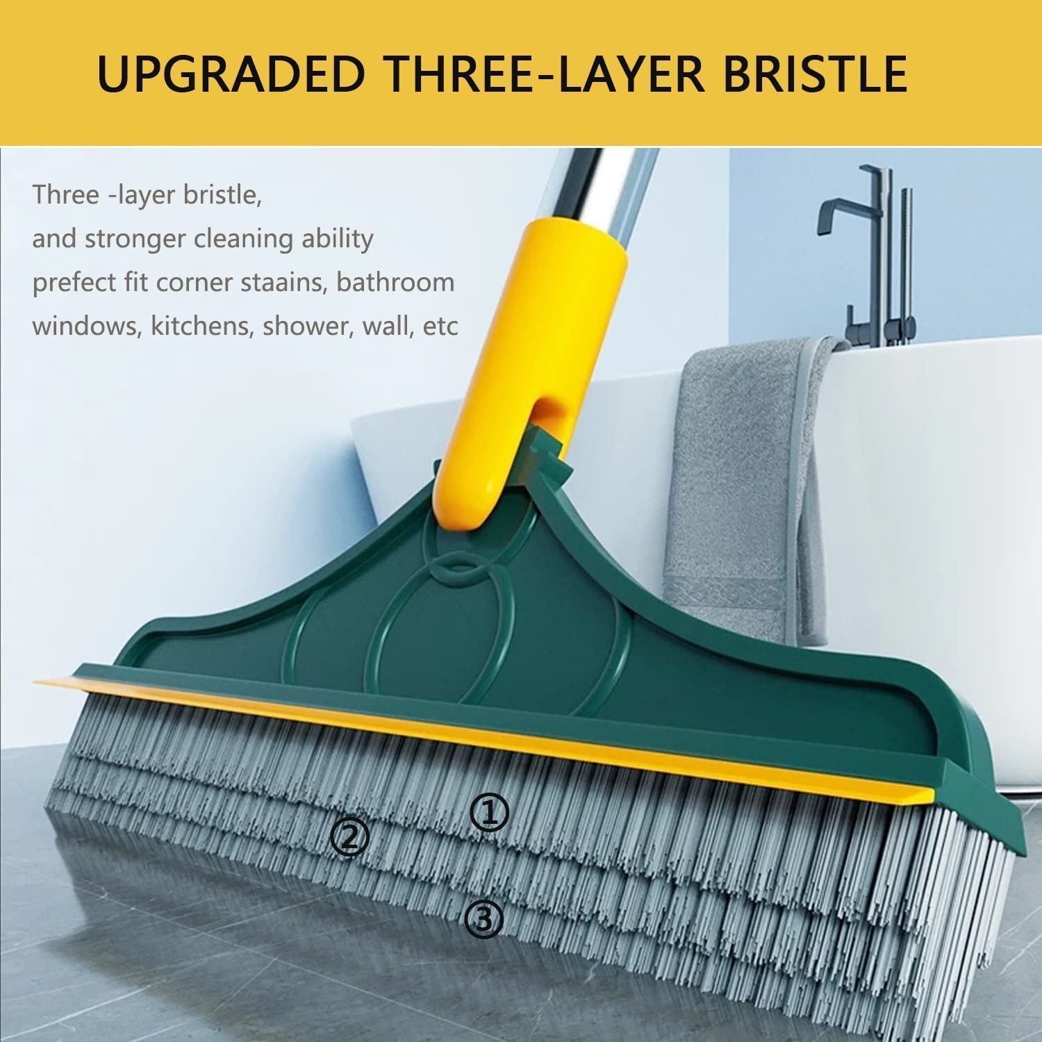 Bathroom Cleaning Brush with Wiper 2 in 1 - Image 3